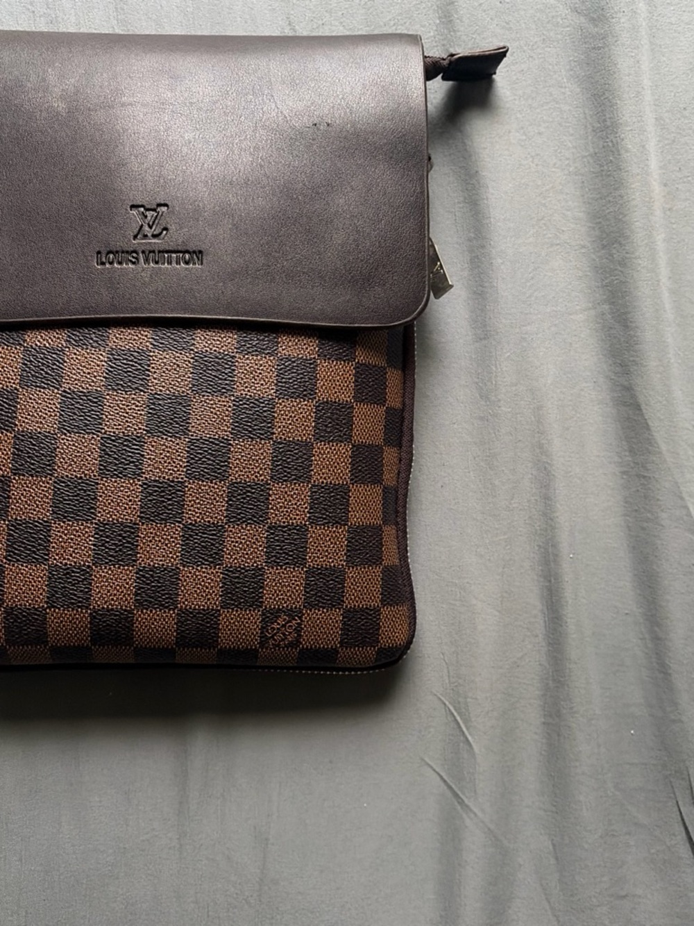 Louis Vuitton Brown Checkered Messenger with Dark Brown Leather Flap